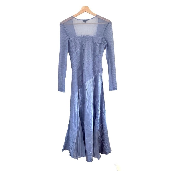 NWT Komarov Charmeuse Chiffon Long Sleeve Midi Dress Persian Violet Small - Picture 2 of 16